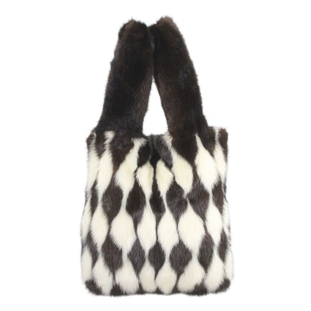 Pologeorgis Womens Mink Geometric Snap Closure Tote Handbag Brown